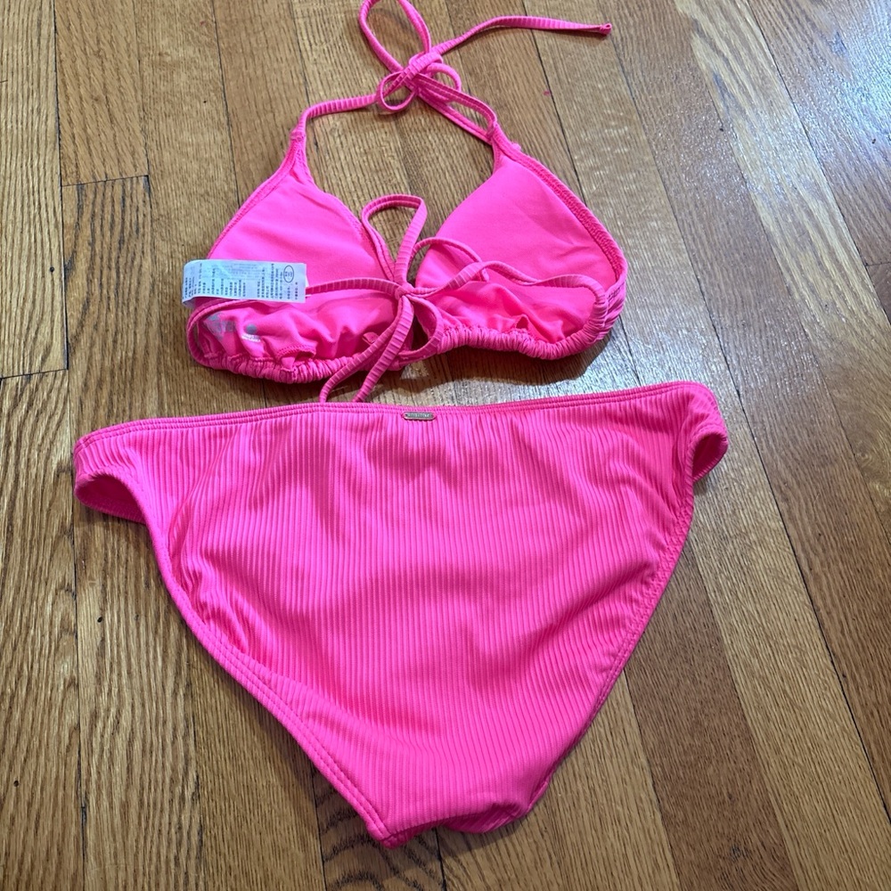 Hollister Neon Pink Ribbed Triangle Bikini - Picture 6 of 6